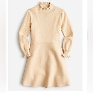 Crewcuts Cream Ruffled A-Line Dress with Bishop Sleeves